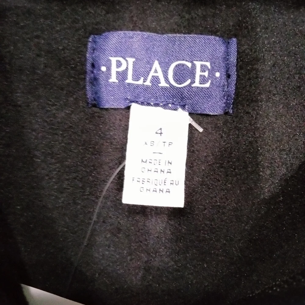 Children's Place black fleece zip up pullover sweater. New! - Picture 2 of 2